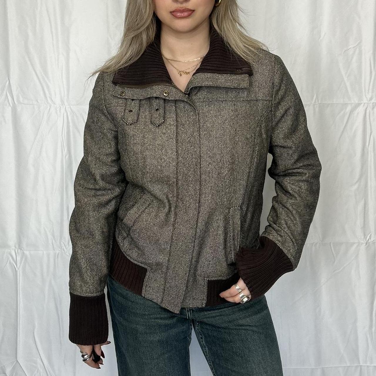 Vintage y2k style checked bomber jacket 🤎