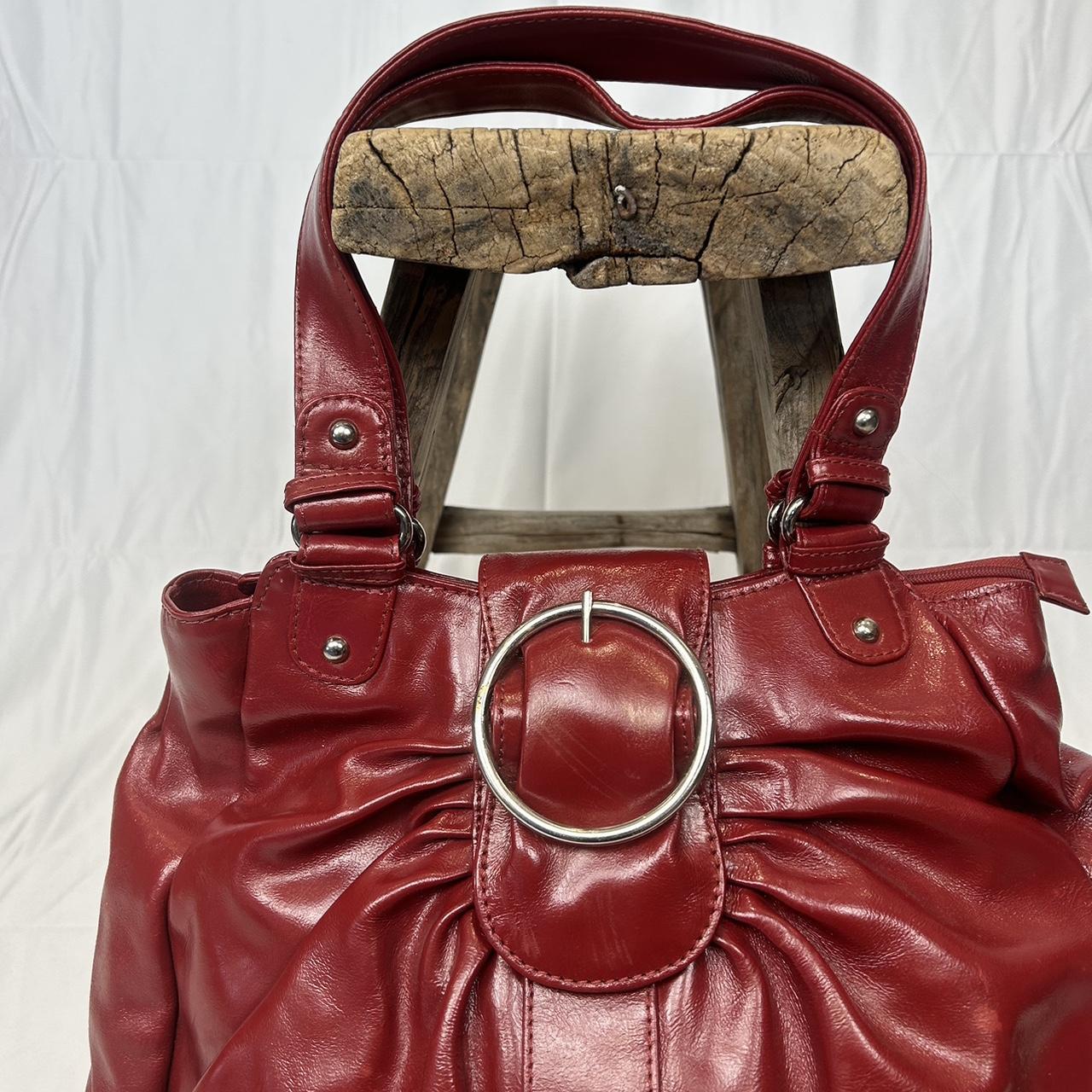 Vintage y2k style cherry red leather shoulder bag