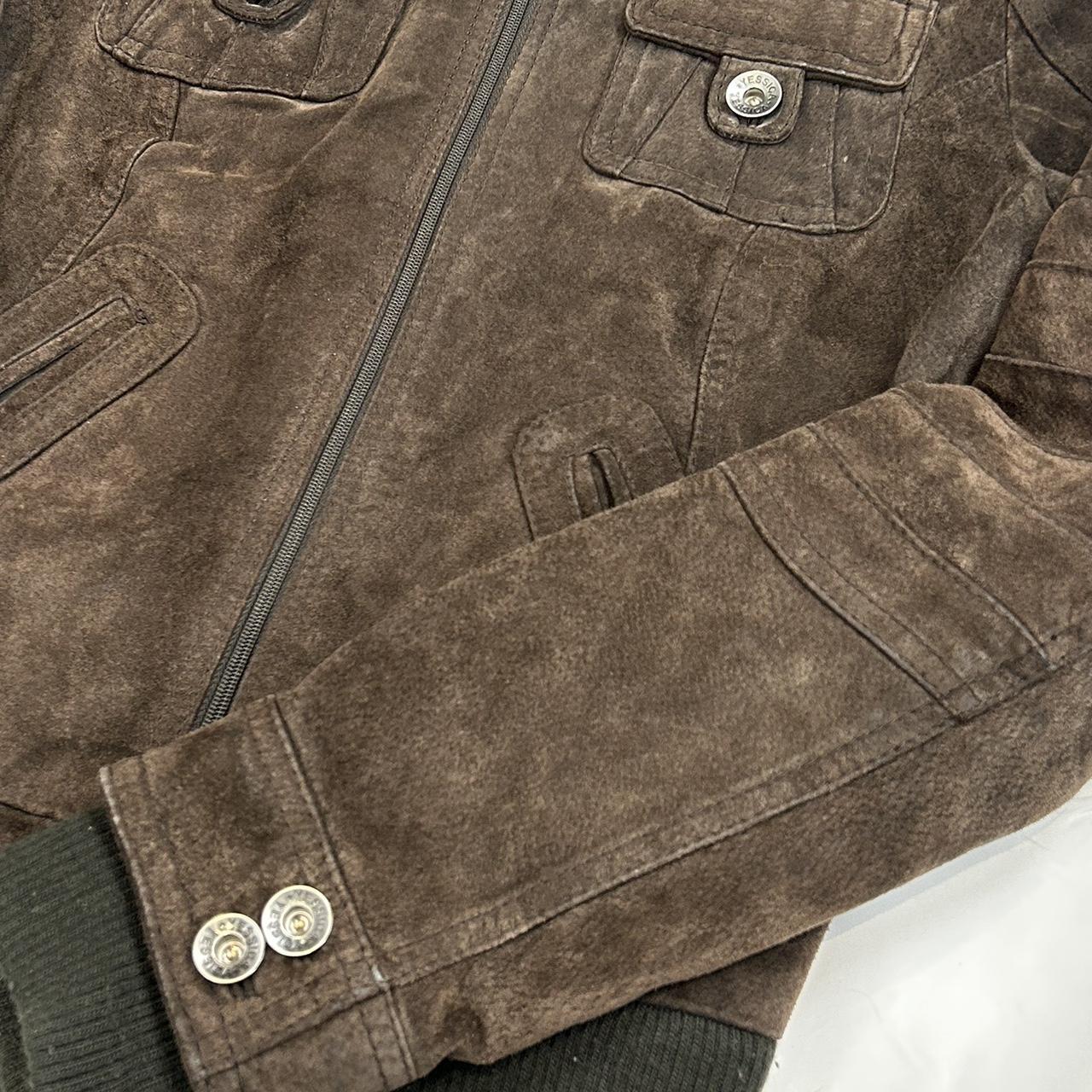 Vintage y2k style brown suede leather jacket