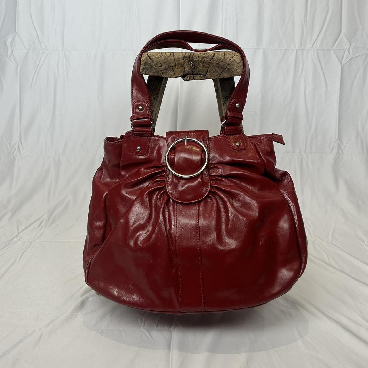 Vintage y2k style cherry red leather shoulder bag