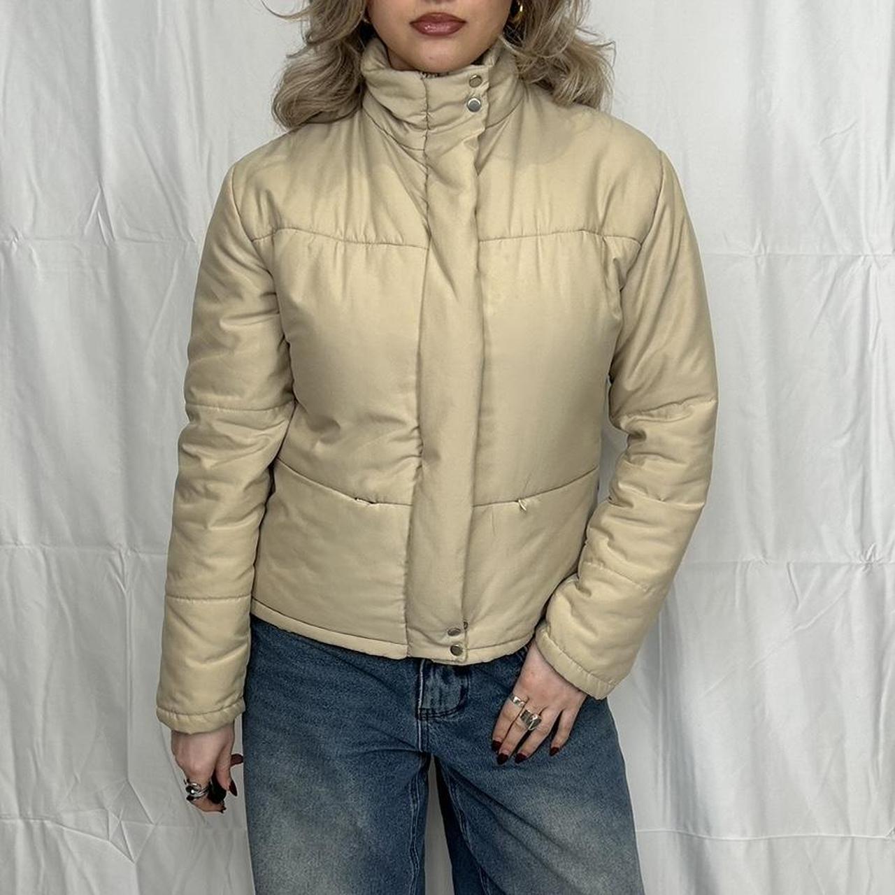 Vintage y2k style cream puffer jacket