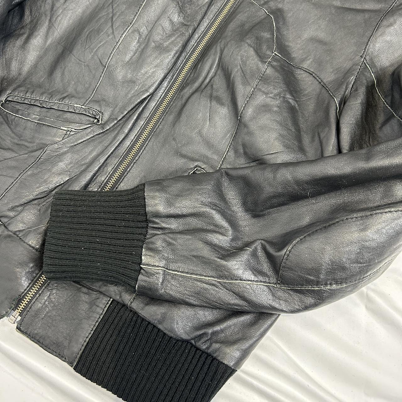 Vintage y2k style black slouchy leather jacket