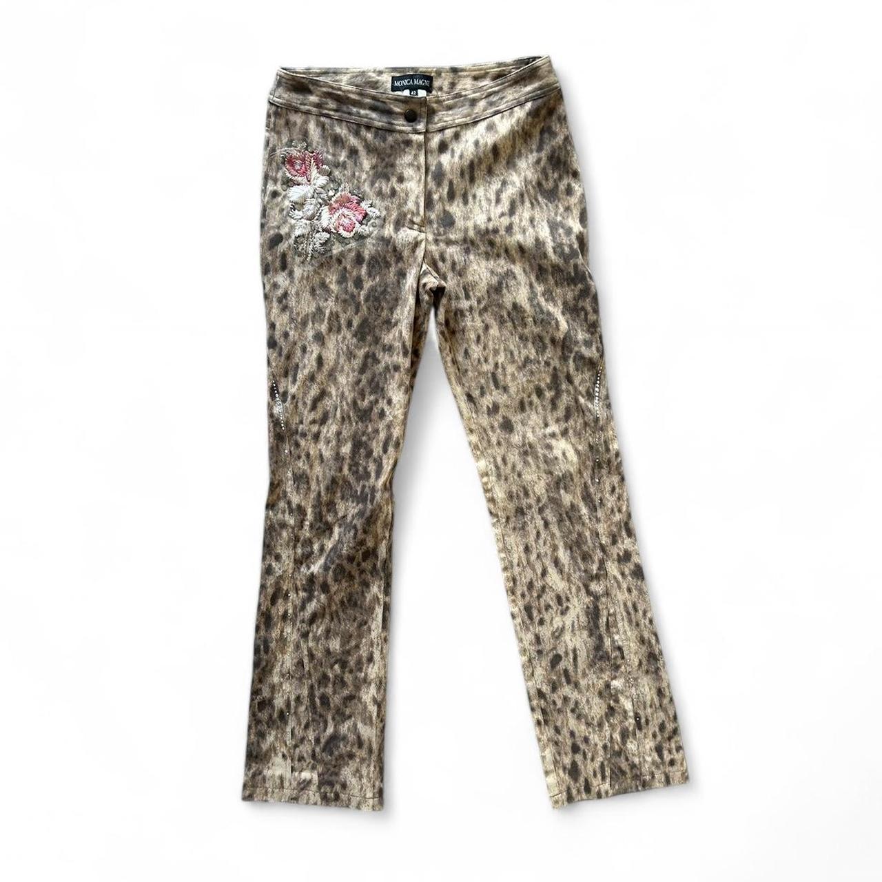 Vintage Y2K style cheetah print straight leg trousers