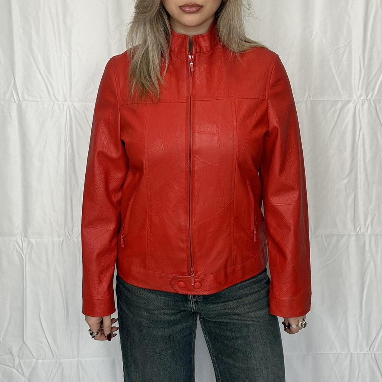 Vintage y2k style red leather jacket