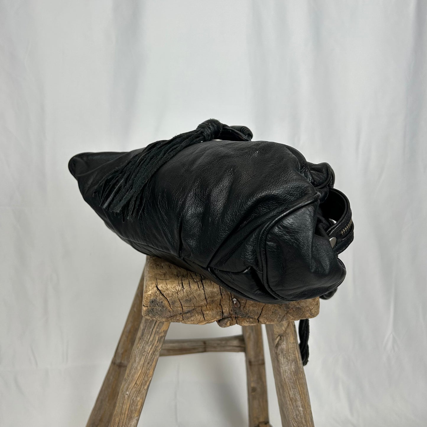 Vintage y2k style black slouchy leather shoulder bag