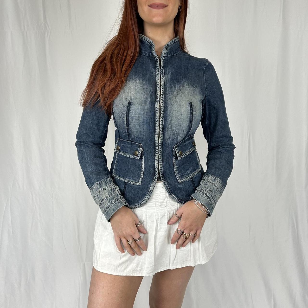 Vintage y2k style faded denim zip up jacket