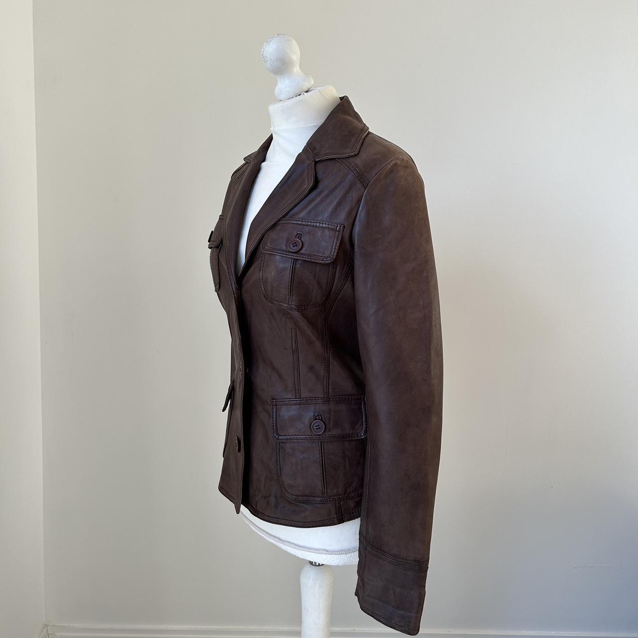 Vintage y2k style brown leather jacket 🤎