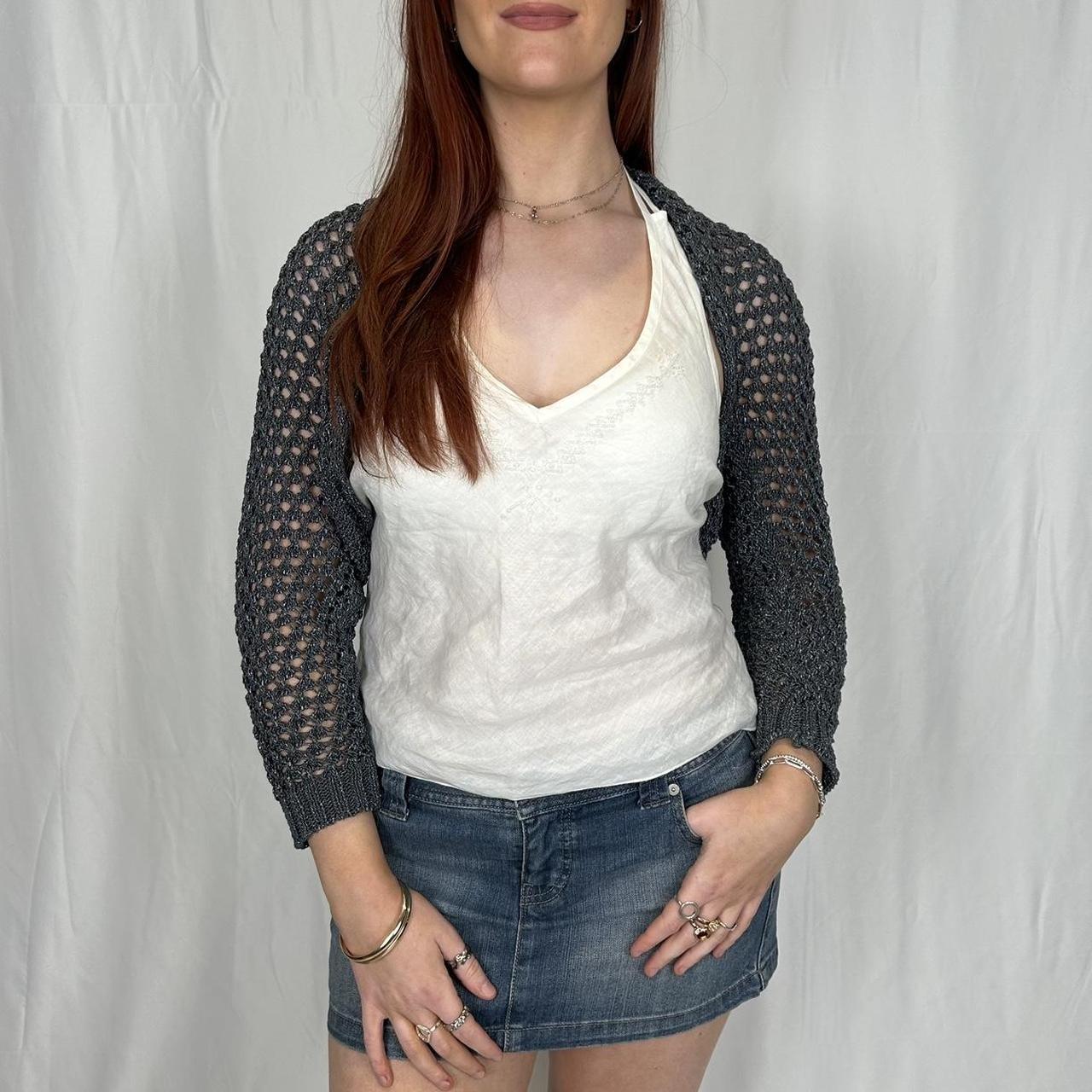Vintage y2k style dark grey/metallic knitted bolero cardigan