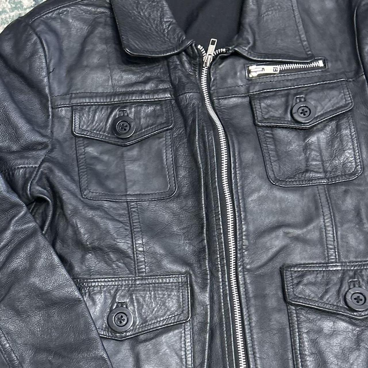 Vintage y2k style black ribbed leather jacket