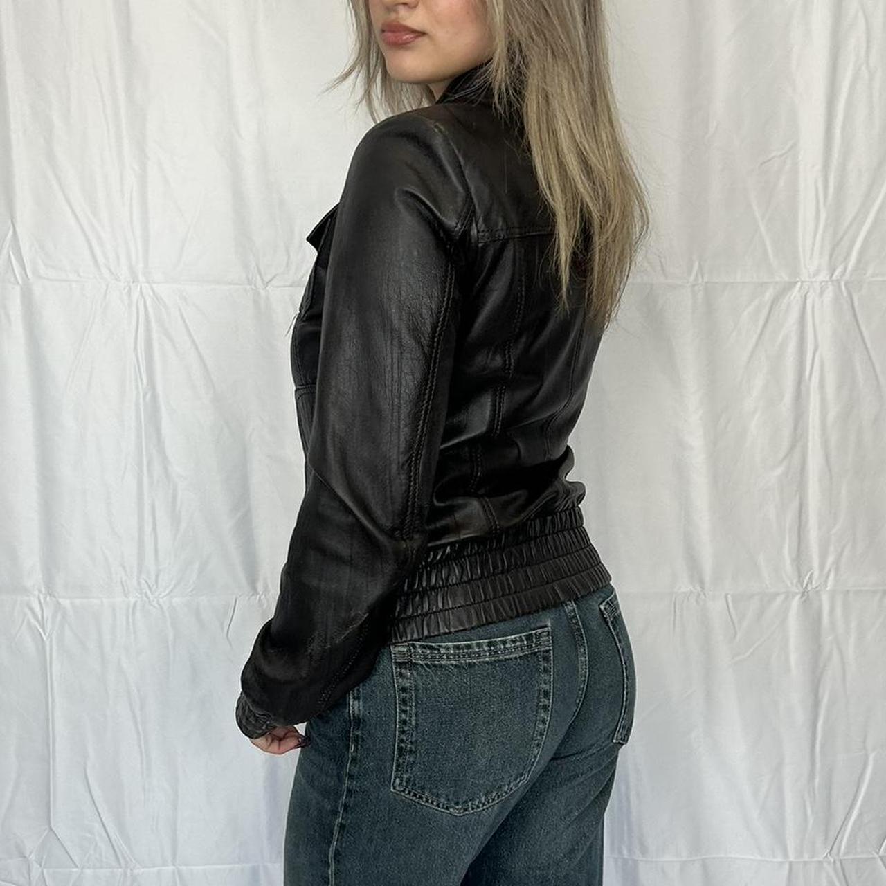 Vintage y2k style brown leather jacket 🤎