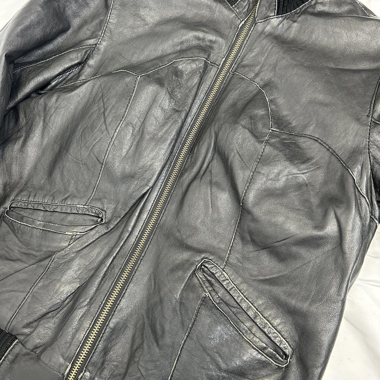 Vintage y2k style black slouchy leather jacket