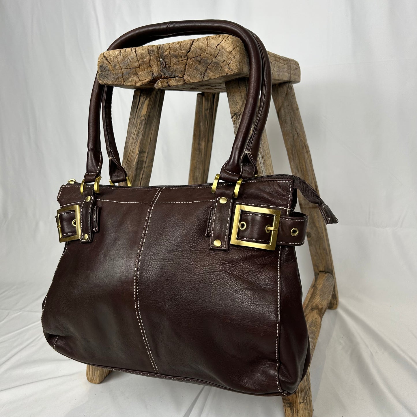 Vintage y2k style brown leather shoulder bag