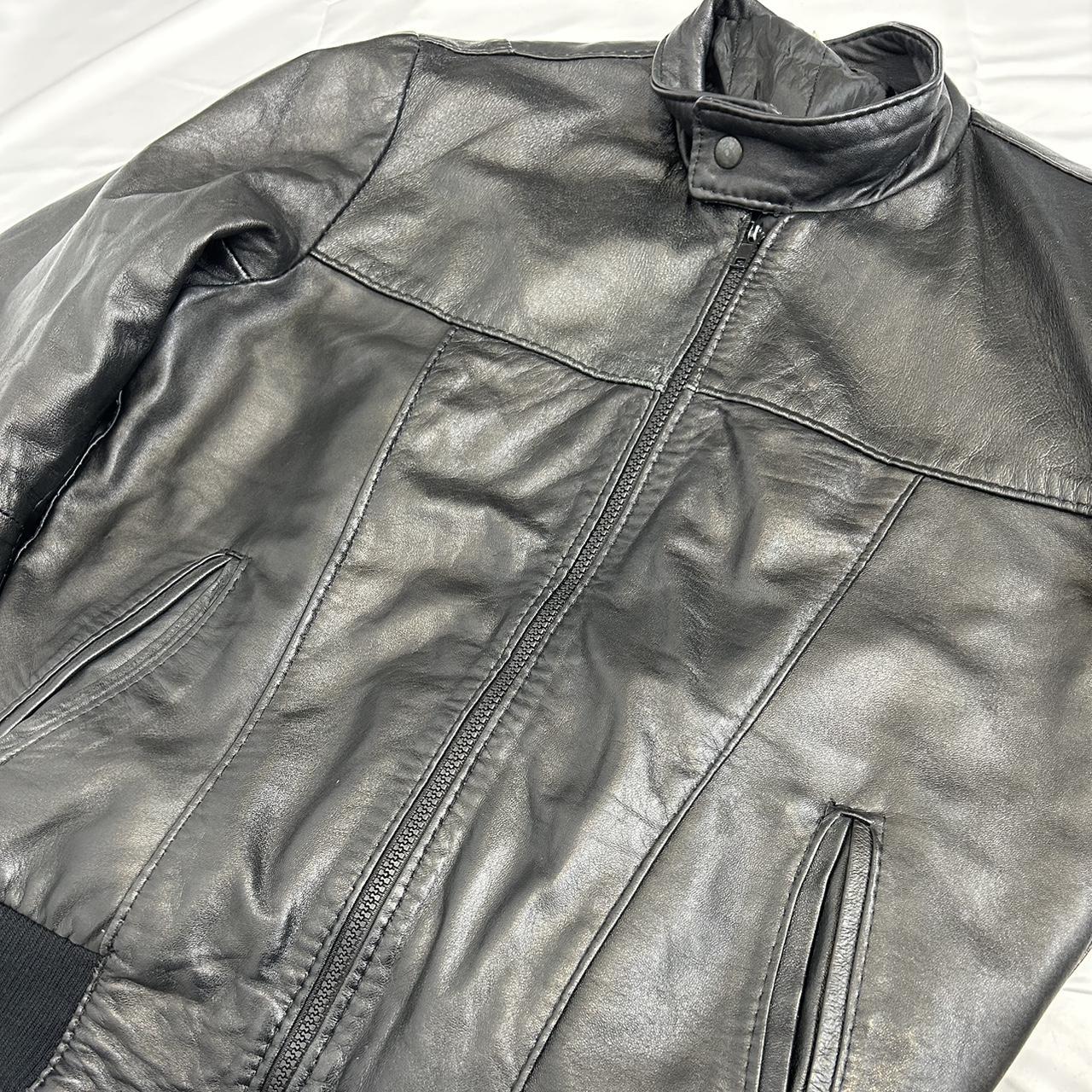 Vintage y2k style black slouchy moto leather jacket