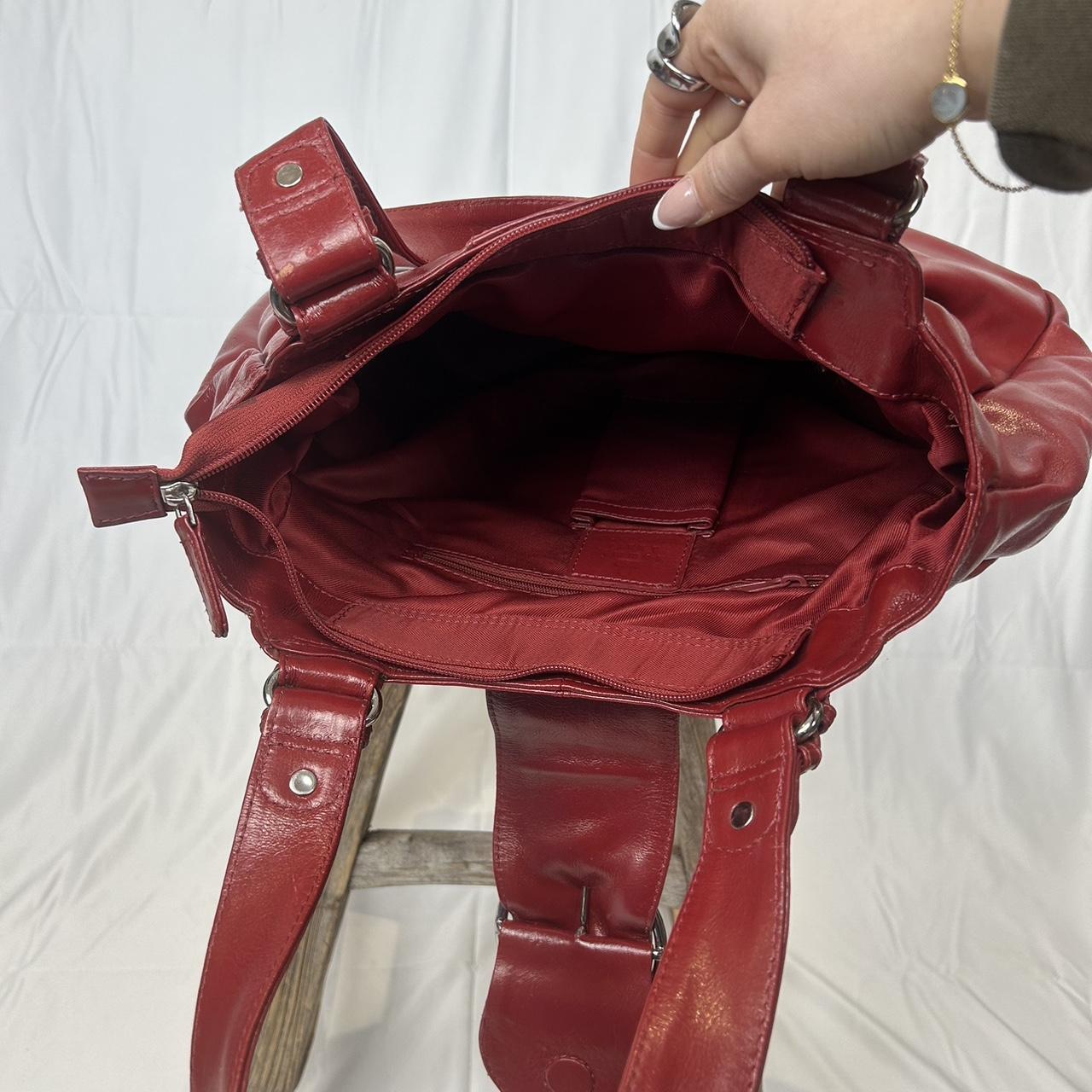 Vintage y2k style cherry red leather shoulder bag