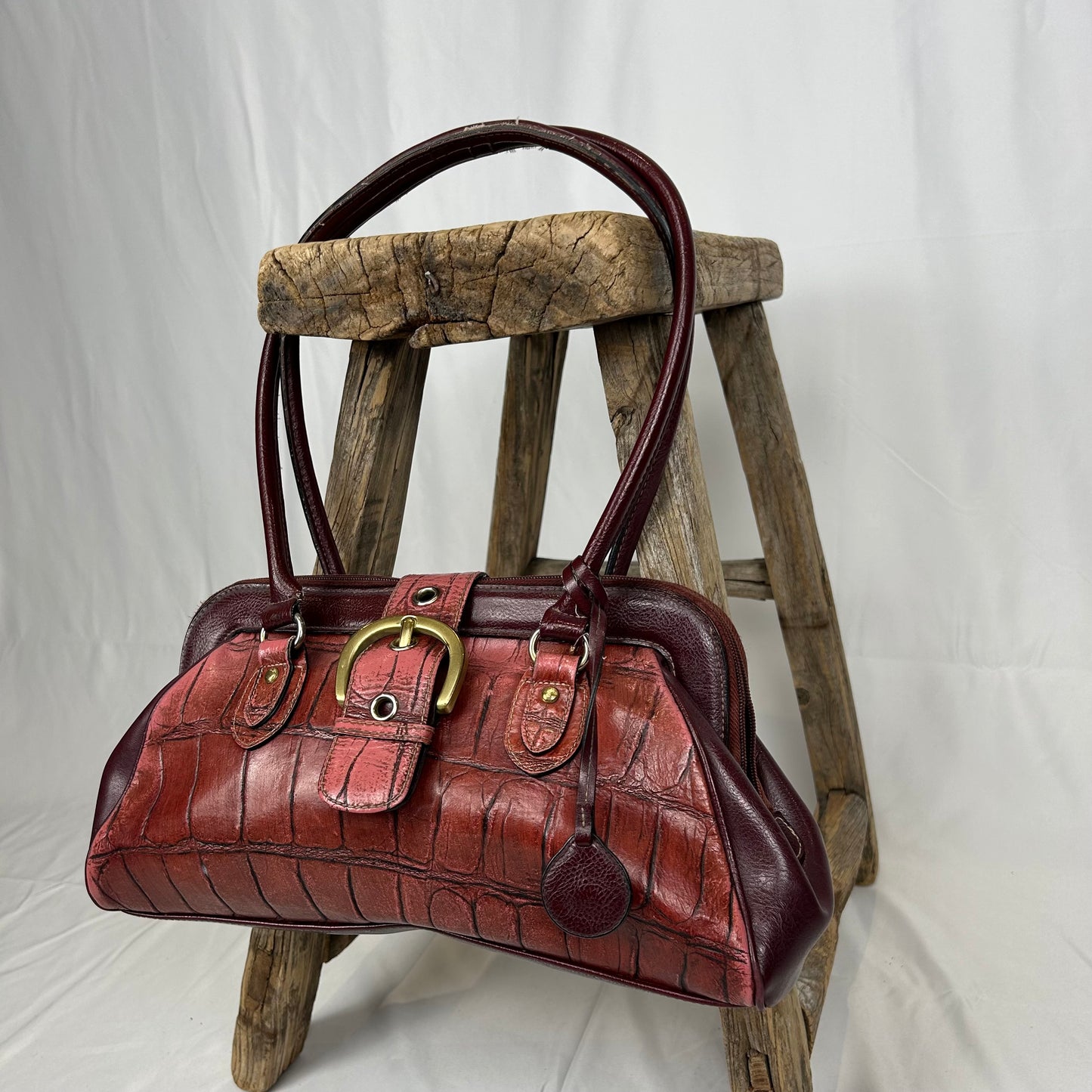 Vintage y2k style croc effect leather shoulder bag