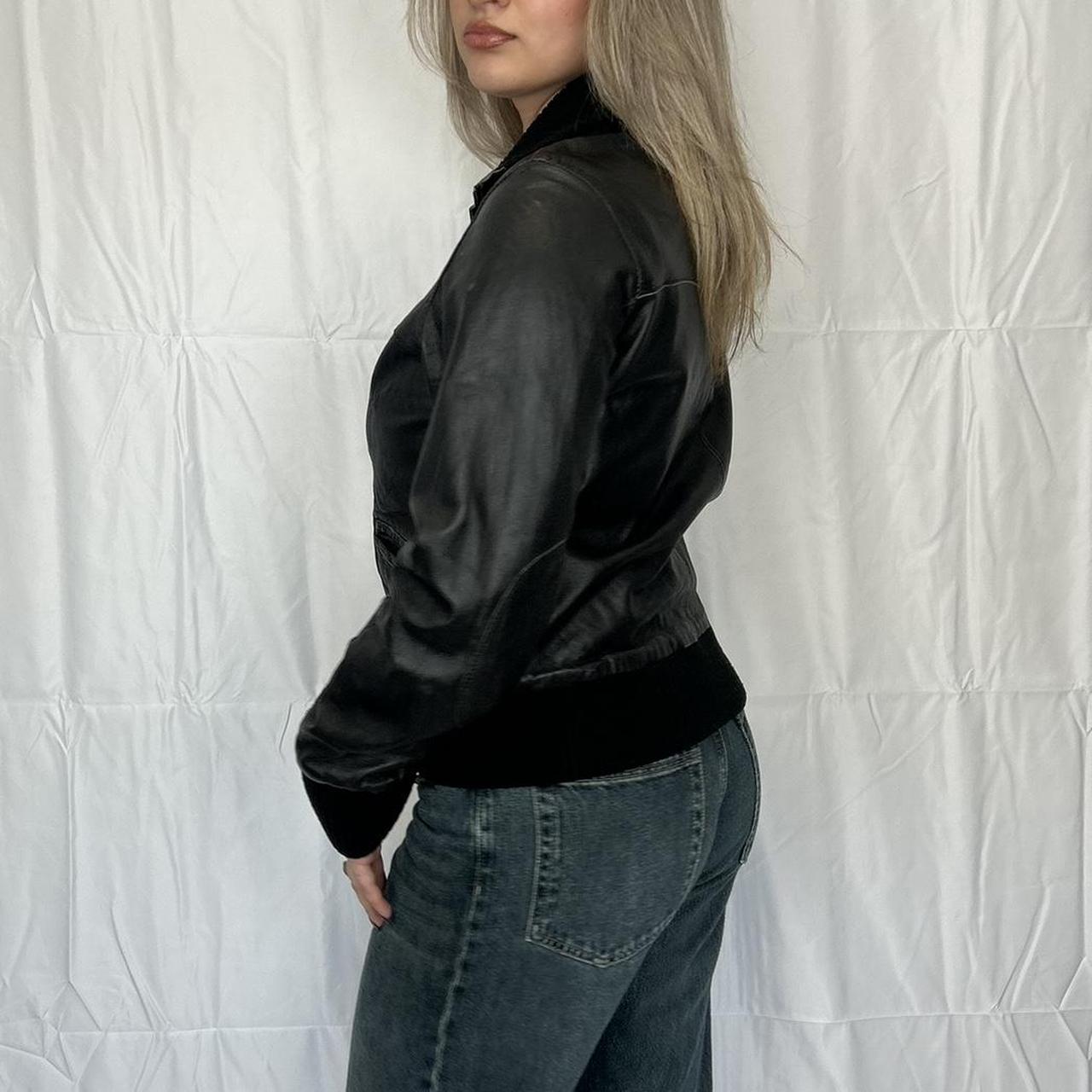 Vintage y2k style black slouchy leather jacket