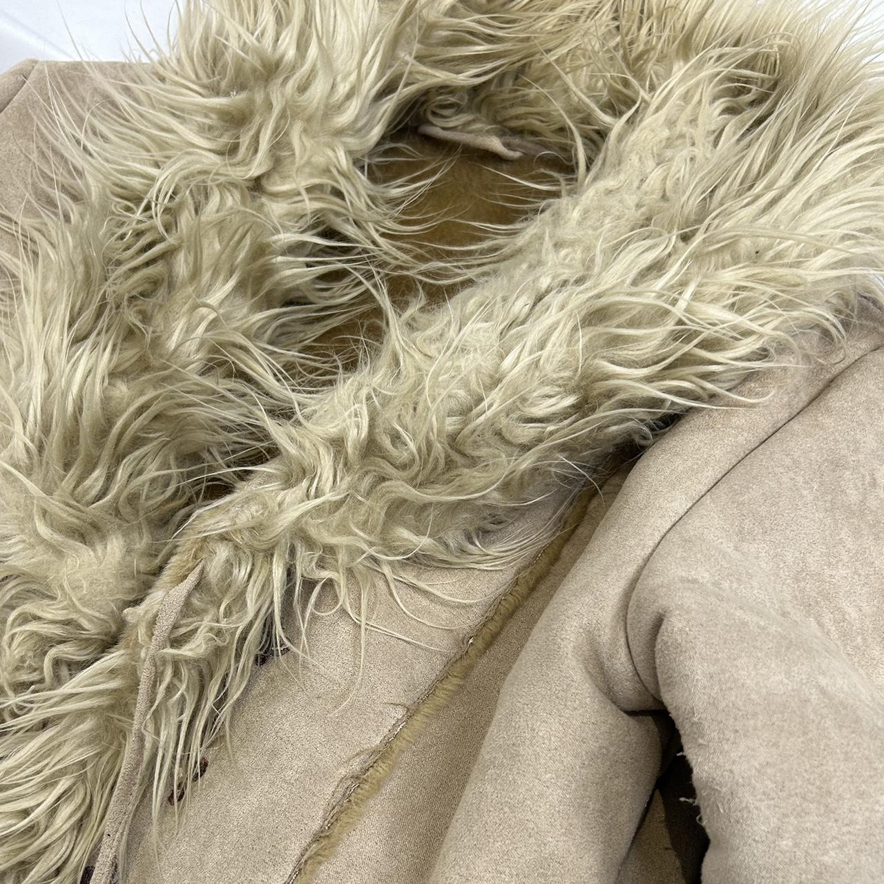 Vintage y2k style cream afghan coat