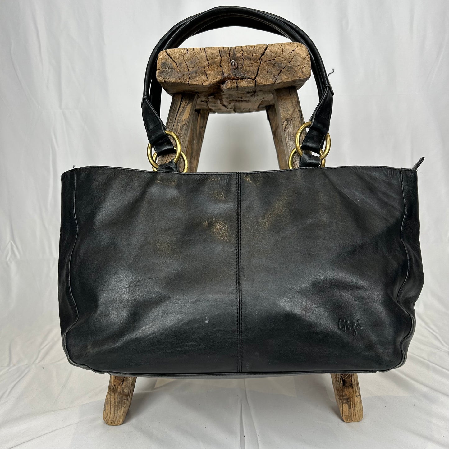 Vintage y2k style black leather shoulder bag