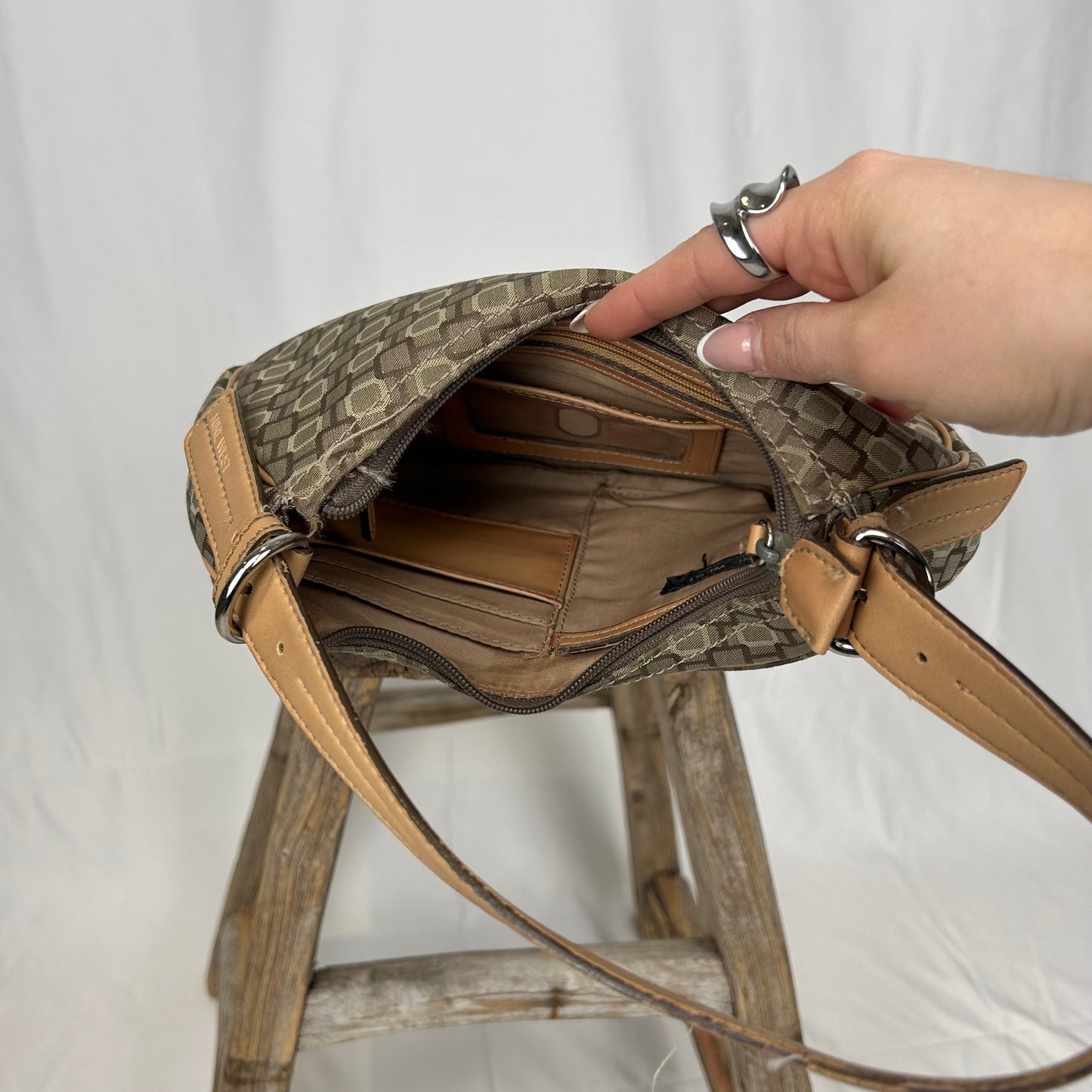 Vintage y2k style printed shoulder bag