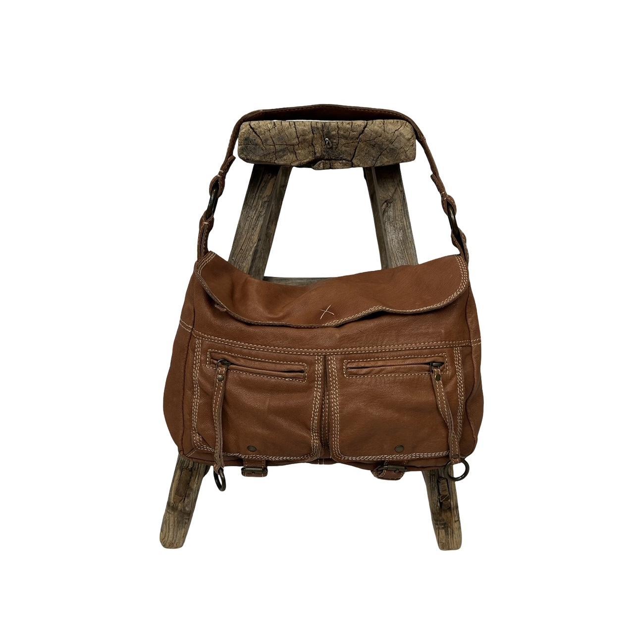 Vintage y2k style brown slouchy leather shoulder bag
