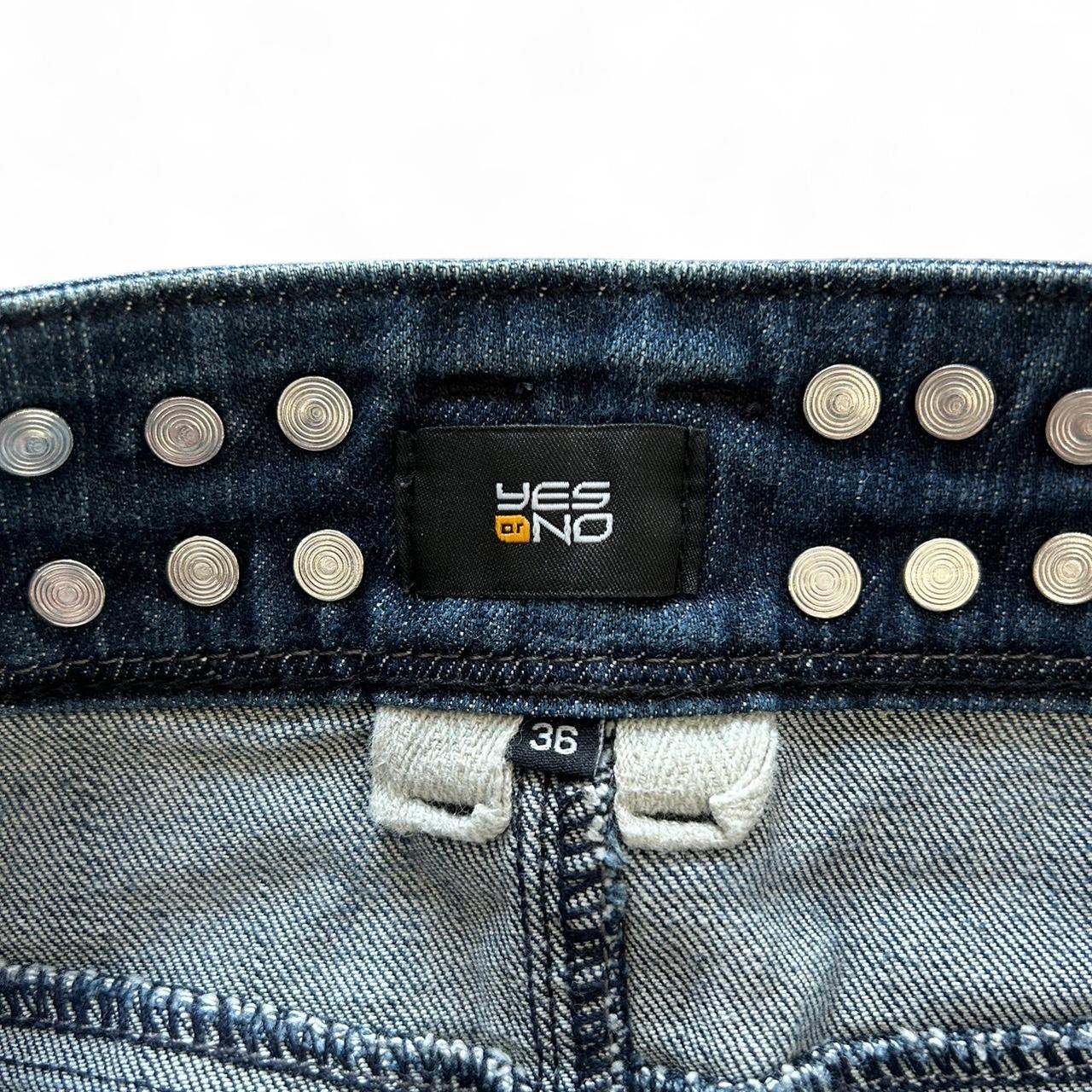 Vintage Y2K style dark wash studded denim mini skirt
