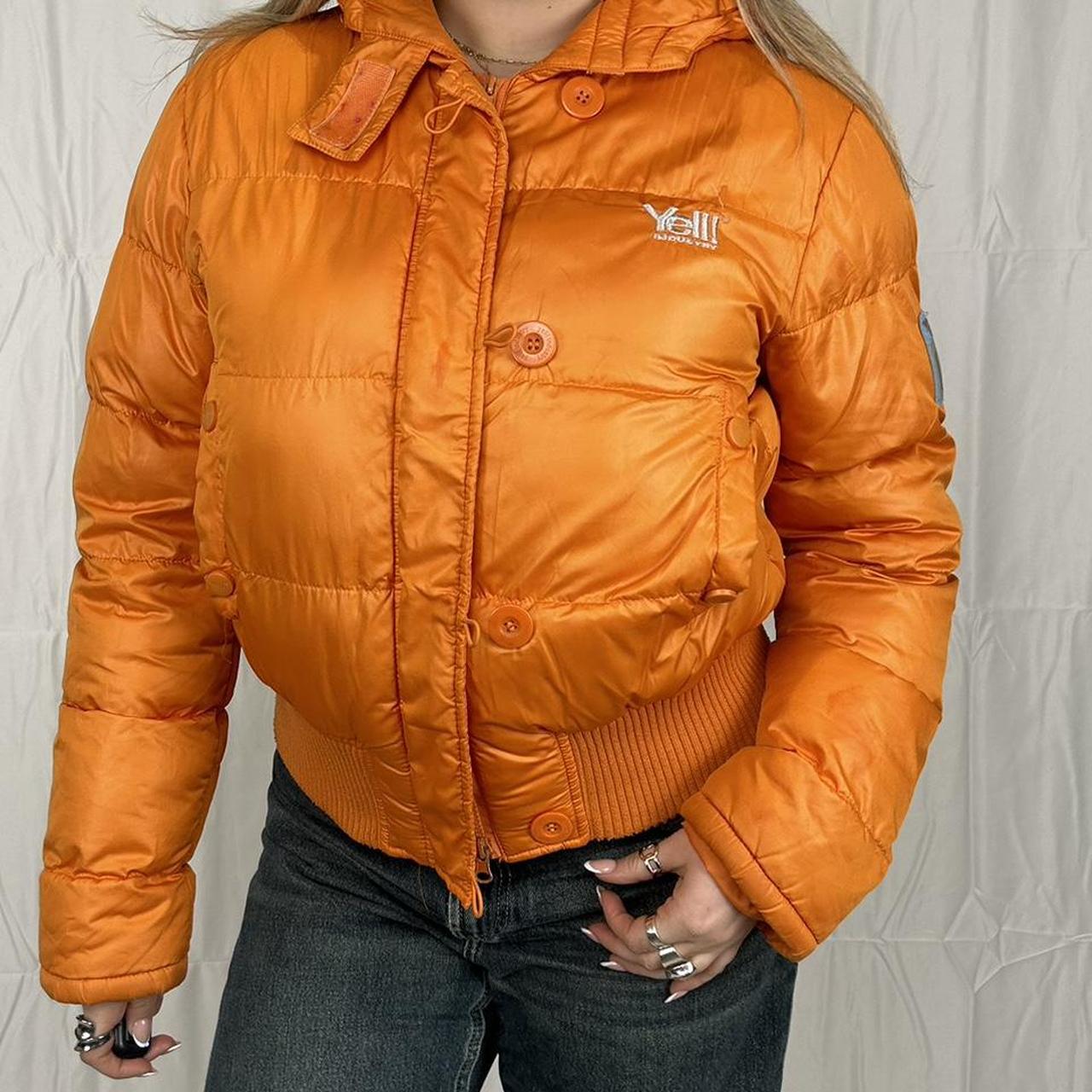 Vintage y2k style orange puffer jacket