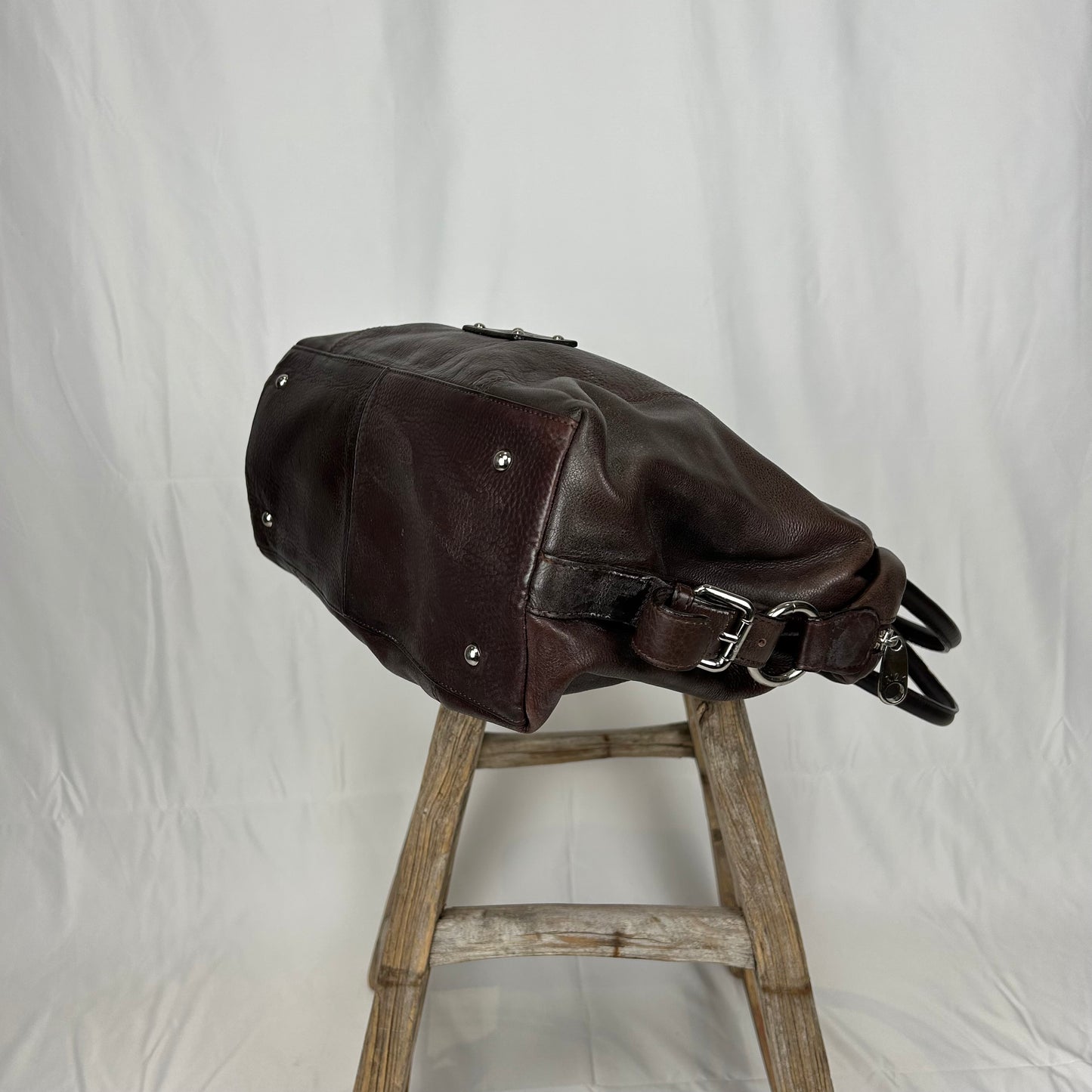 Vintage y2k style brown leather shoulder bag