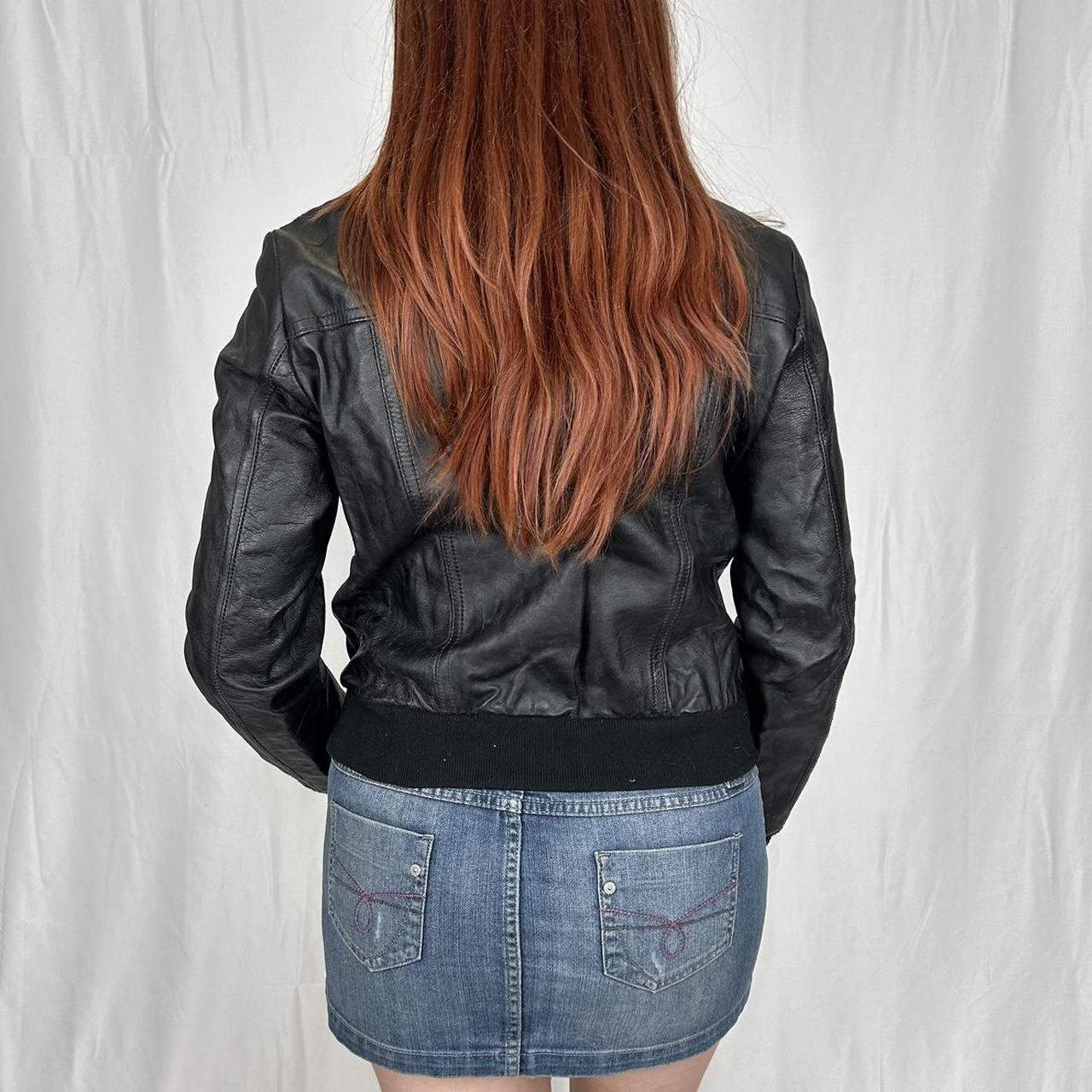 Vintage y2k style black ribbed leather jacket