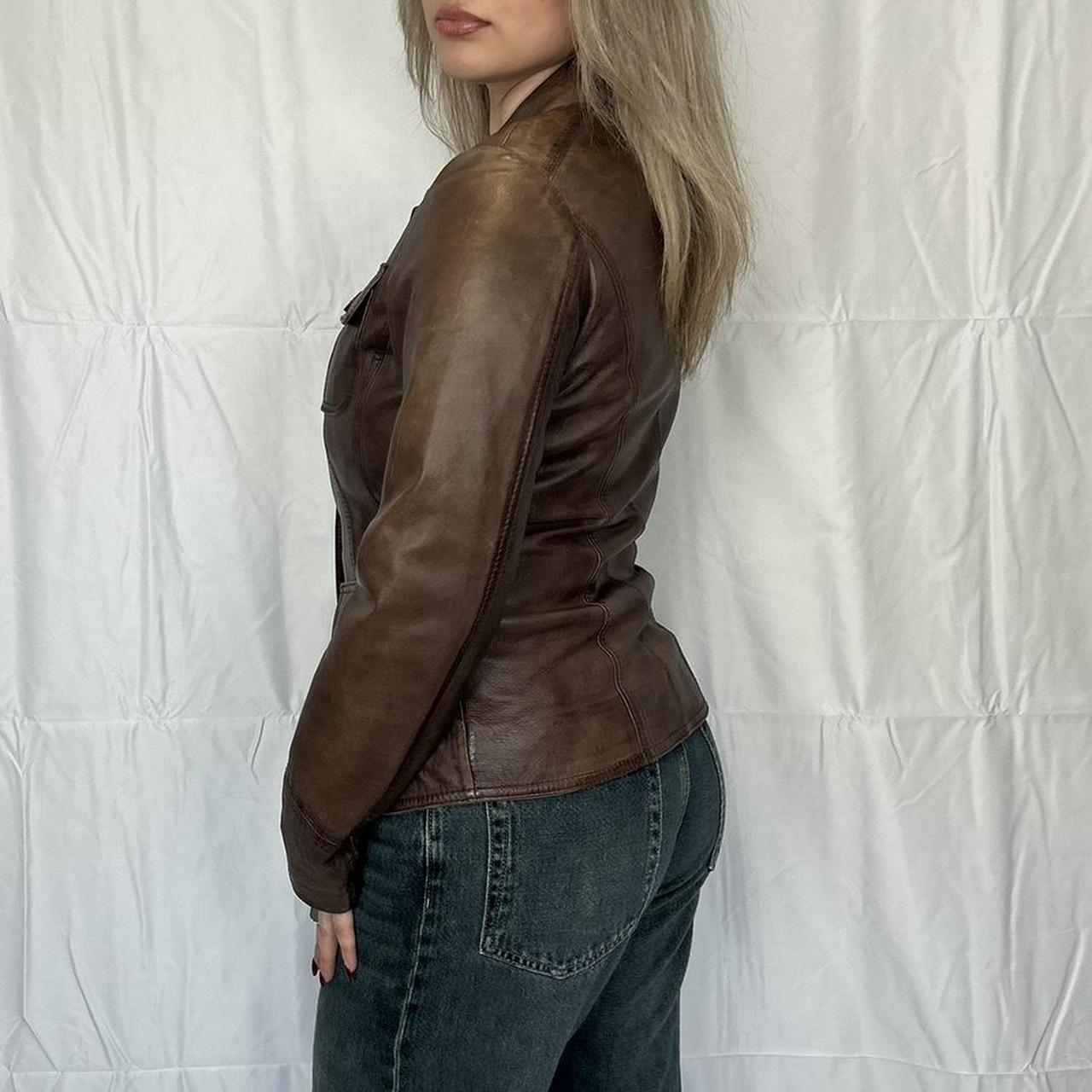 Vintage y2k style brown leather jacket 🤎