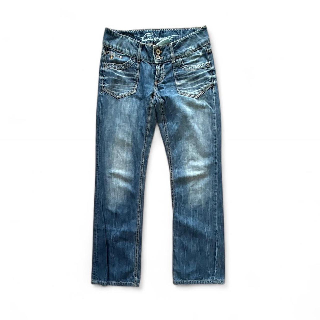 Vintage Y2K style mid wash straight leg jeans