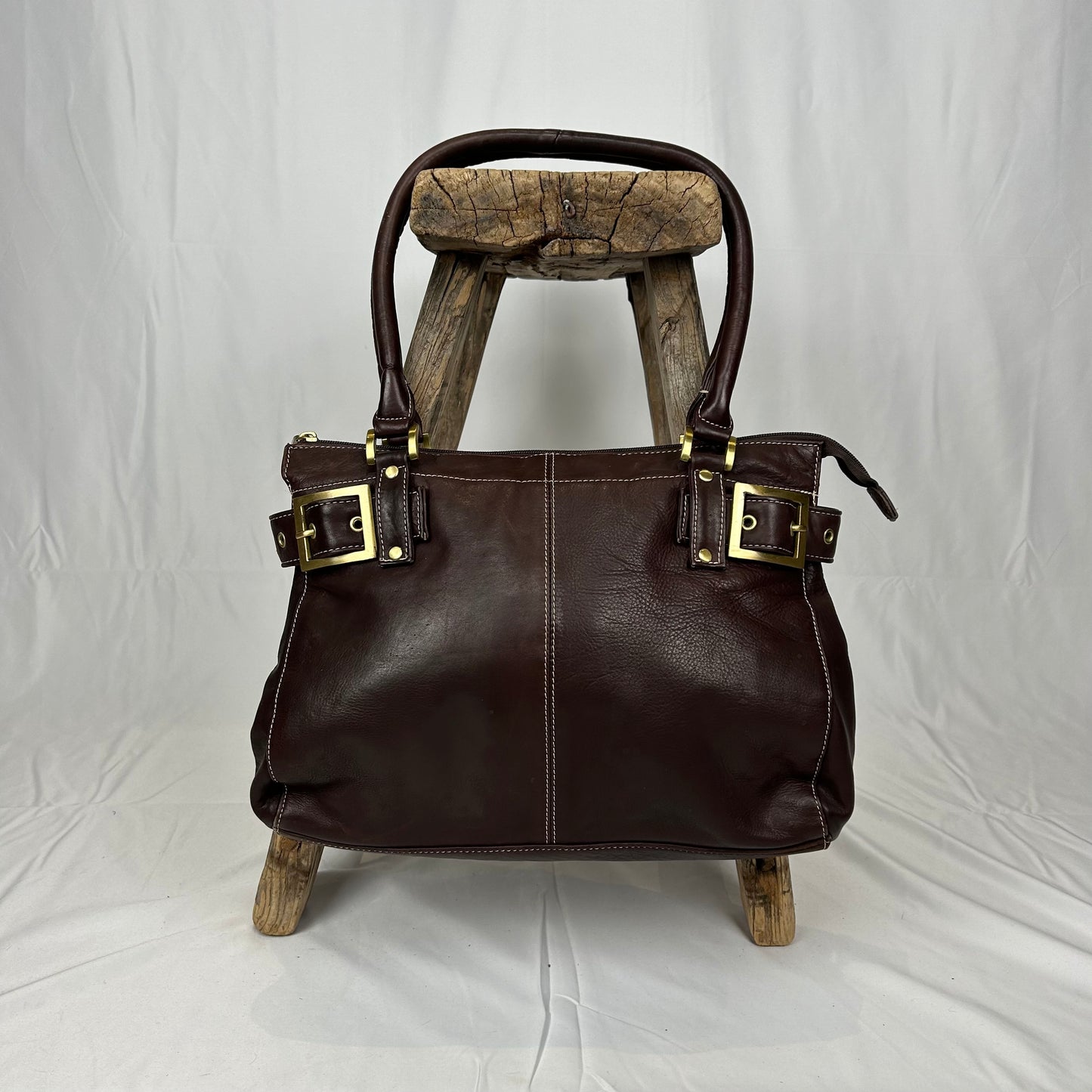 Vintage y2k style brown leather shoulder bag