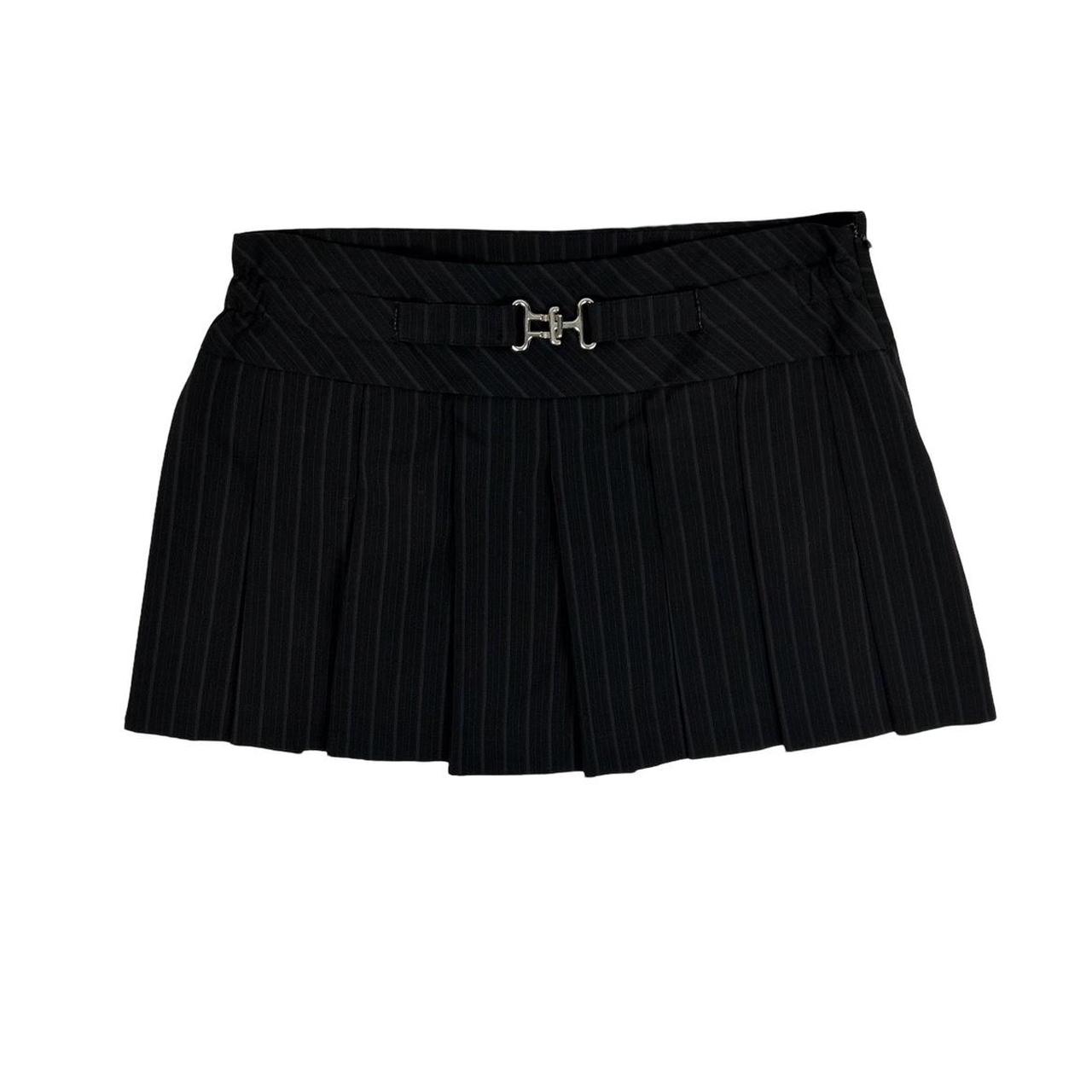 Vintage y2k style black pinstripe pleated mini skirt