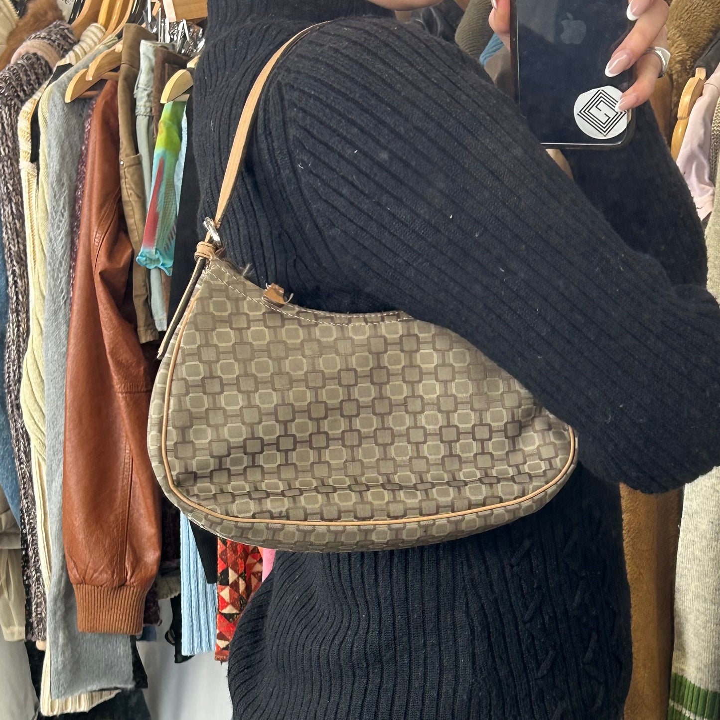 Vintage y2k style printed shoulder bag