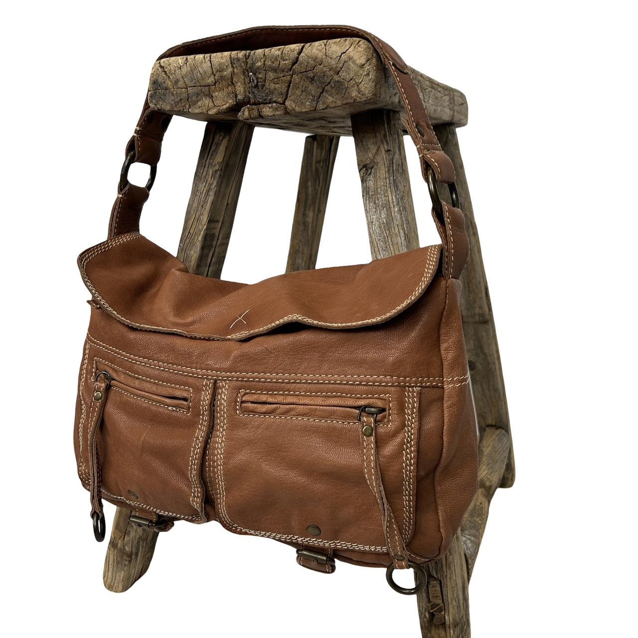 Vintage y2k style brown slouchy leather shoulder bag