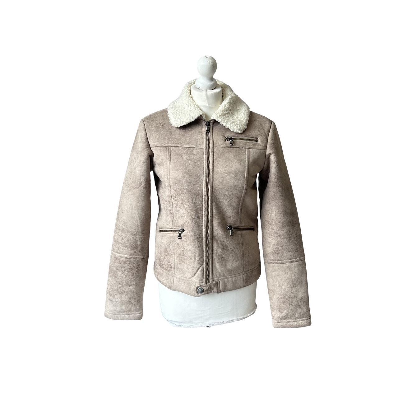 Vintage y2k style beige sheepskin jacket