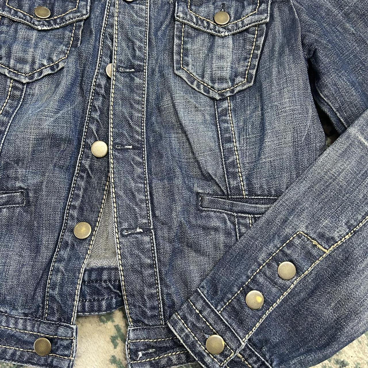 Vintage y2k style dark wash denim jacket