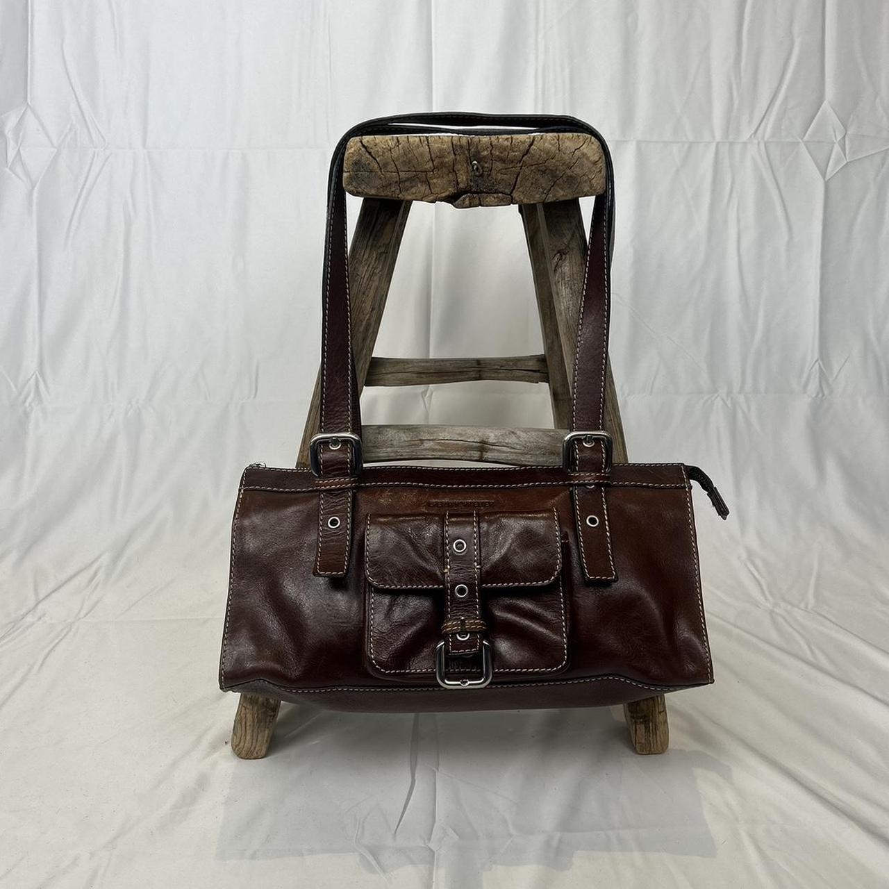 Vintage y2k style brown leather shoulder bag