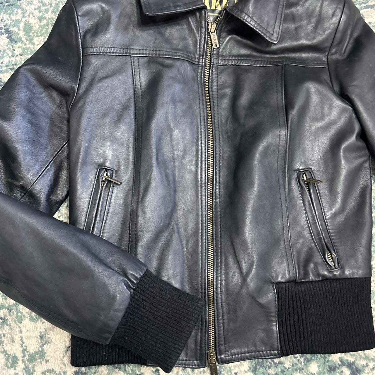 Vintage y2k style black ribbed leather jacket