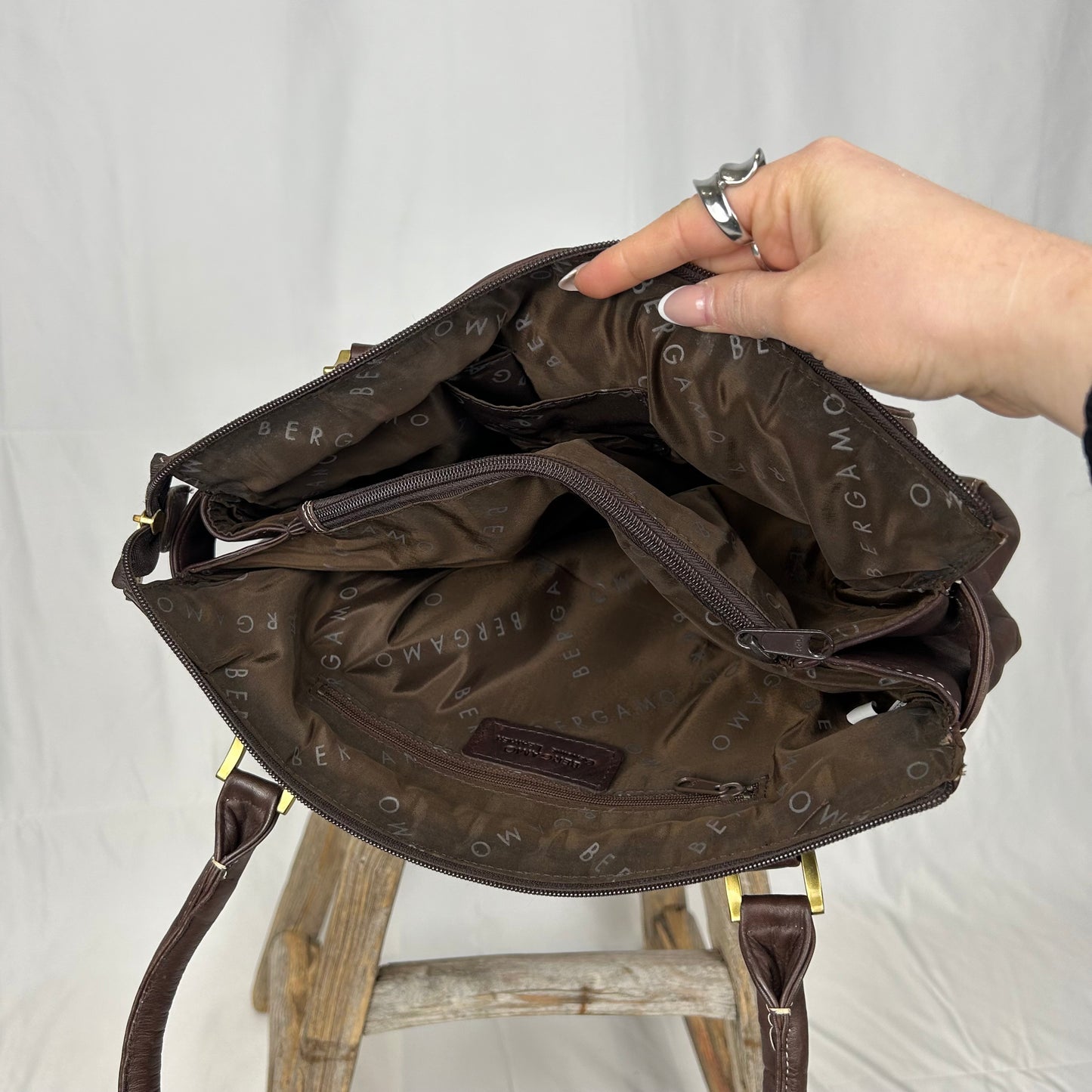 Vintage y2k style brown leather shoulder bag
