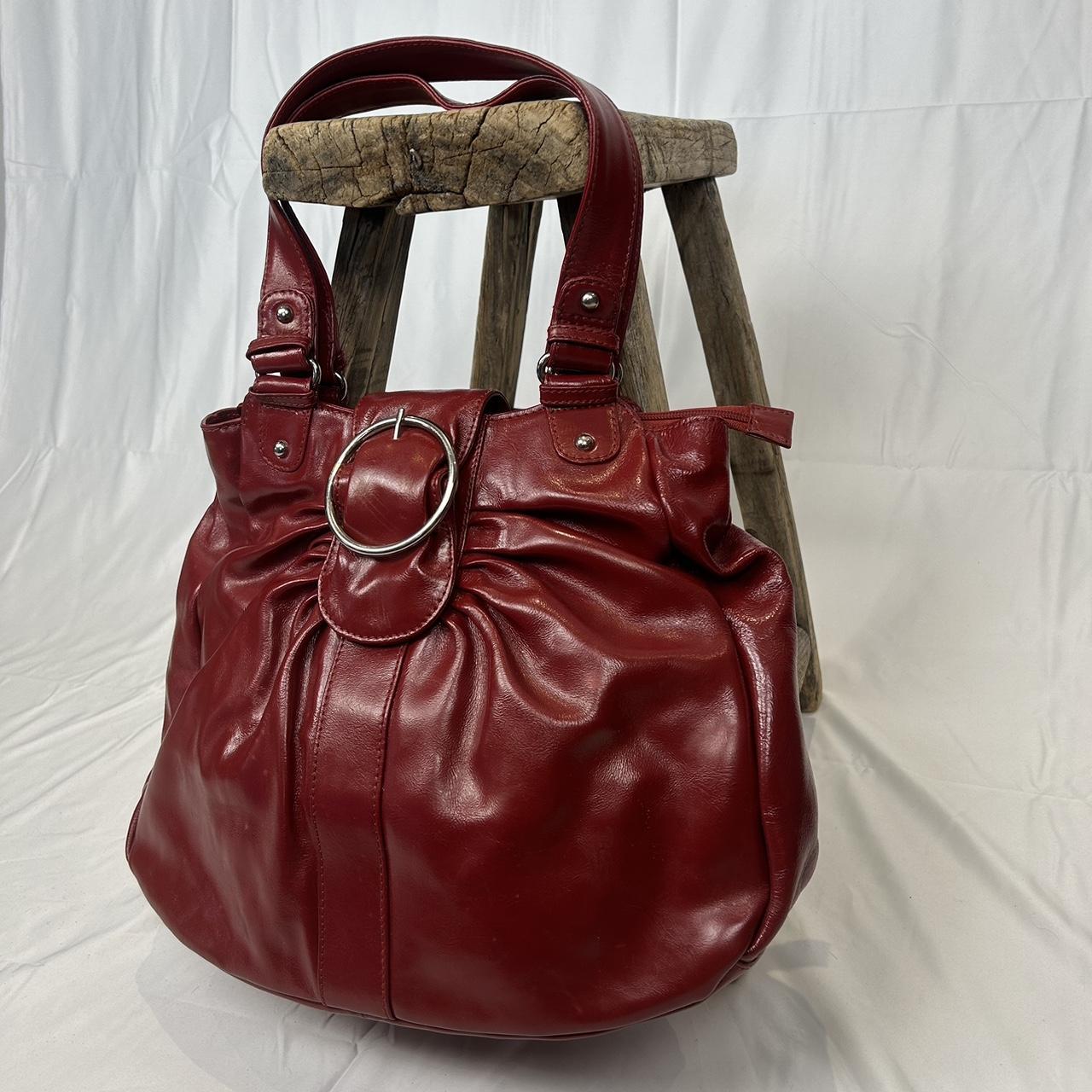 Vintage y2k style cherry red leather shoulder bag