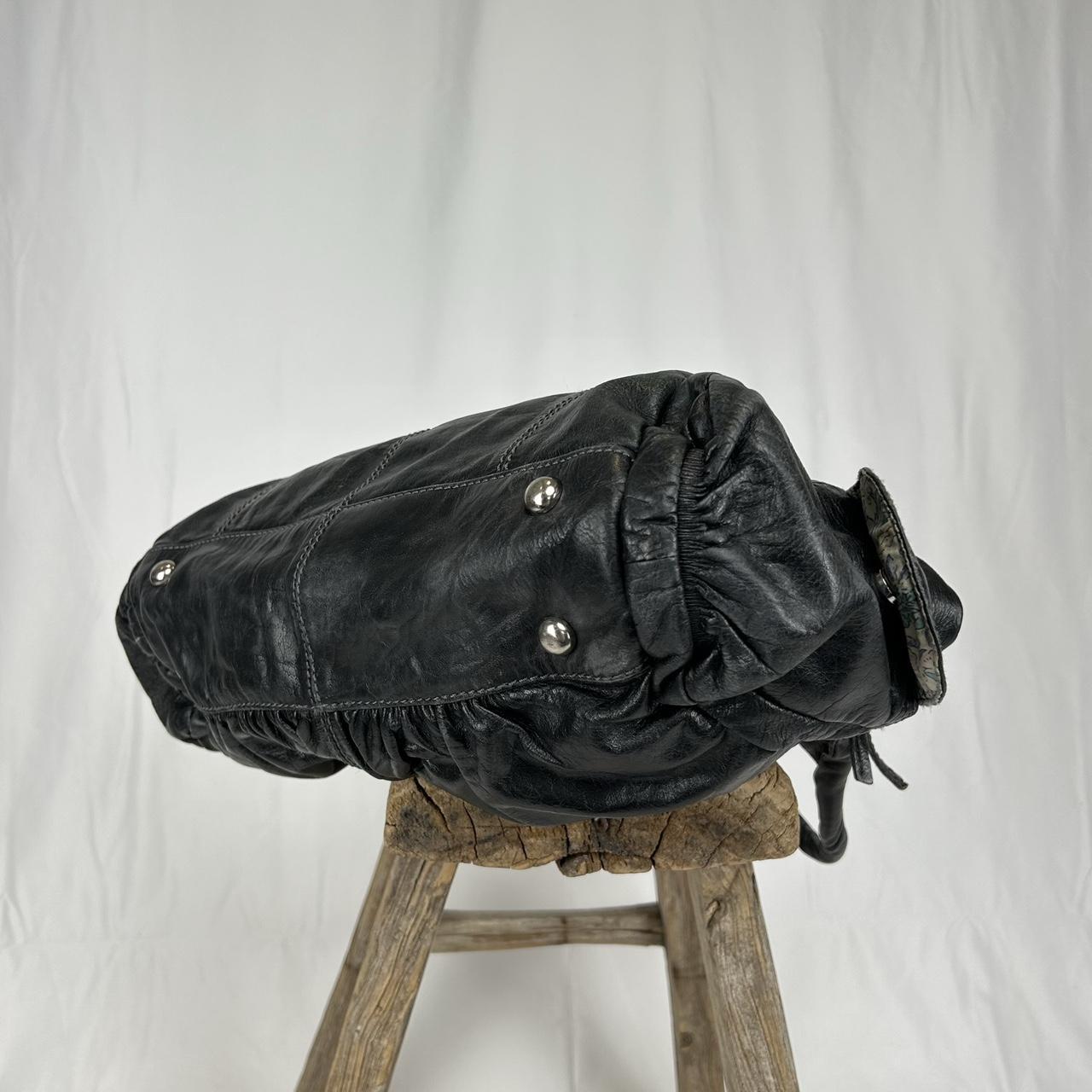 Vintage y2k style black distressed slouchy leather handbag