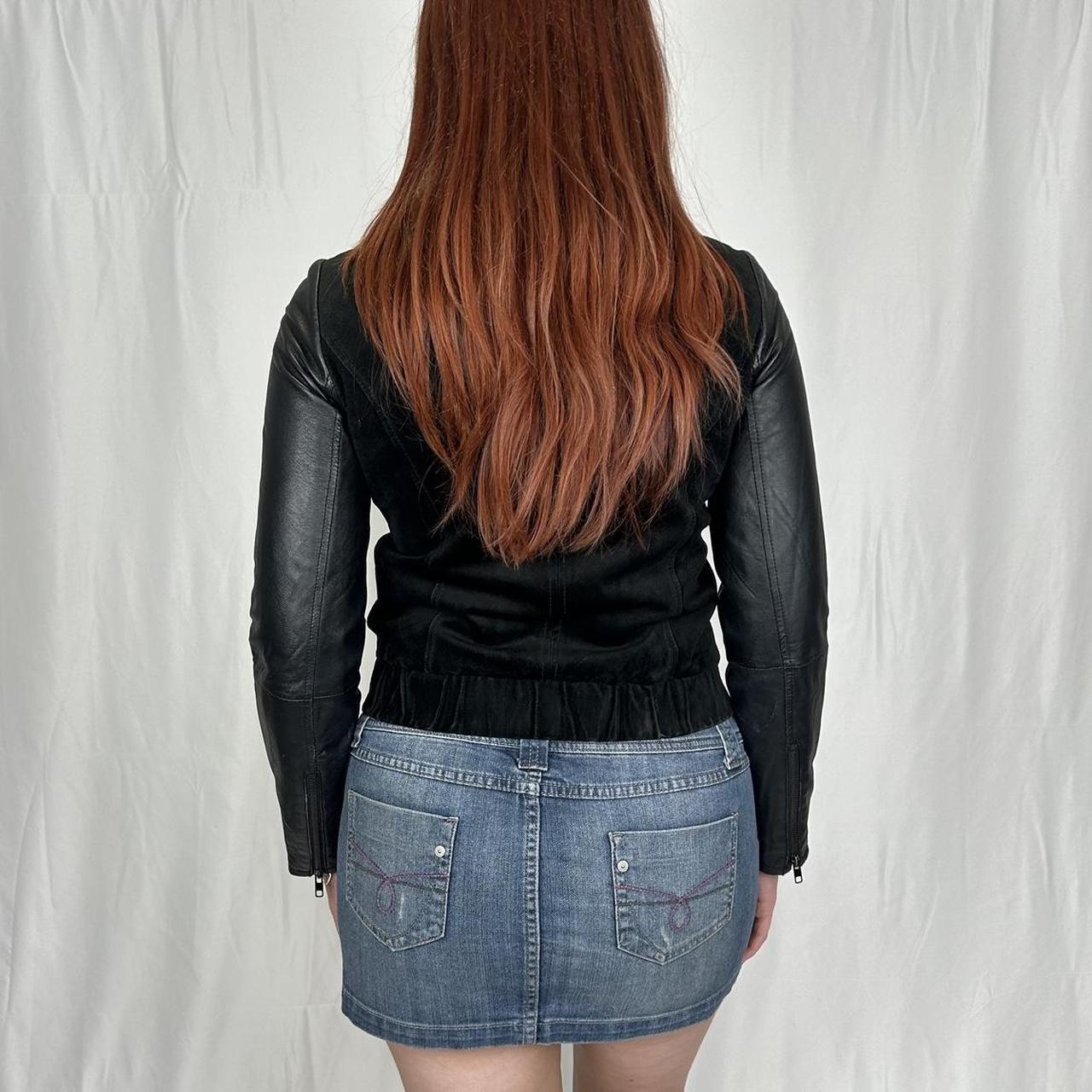 Vintage y2k style black suede leather jacket