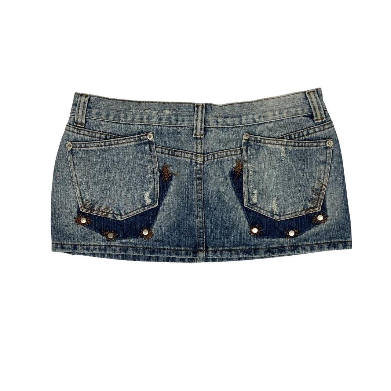 Vintage y2k style denim distressed mini skirt