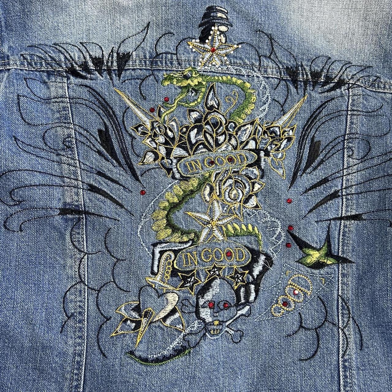 Vintage y2k style mid wash zip up denim jacket
