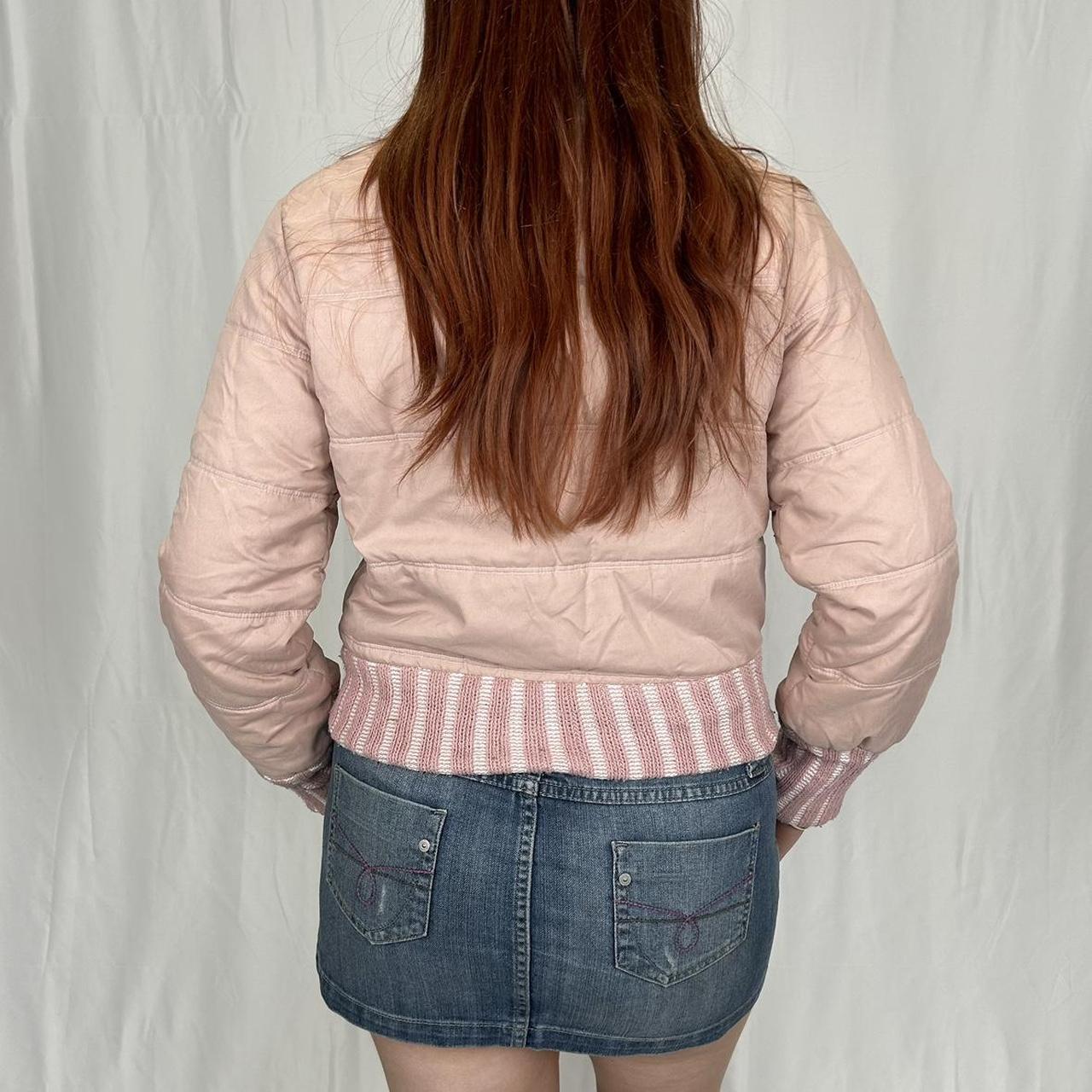 Vintage y2k style baby pink ribbed zip up jacket