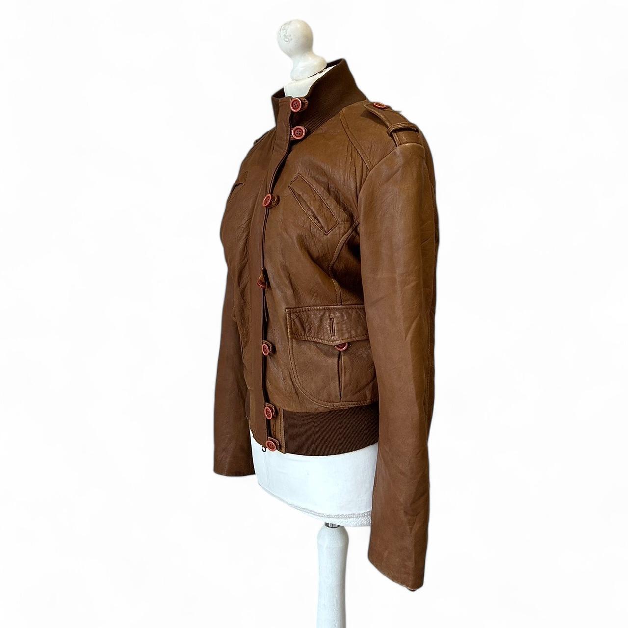 Vintage y2k style brown slouchy leather jacket