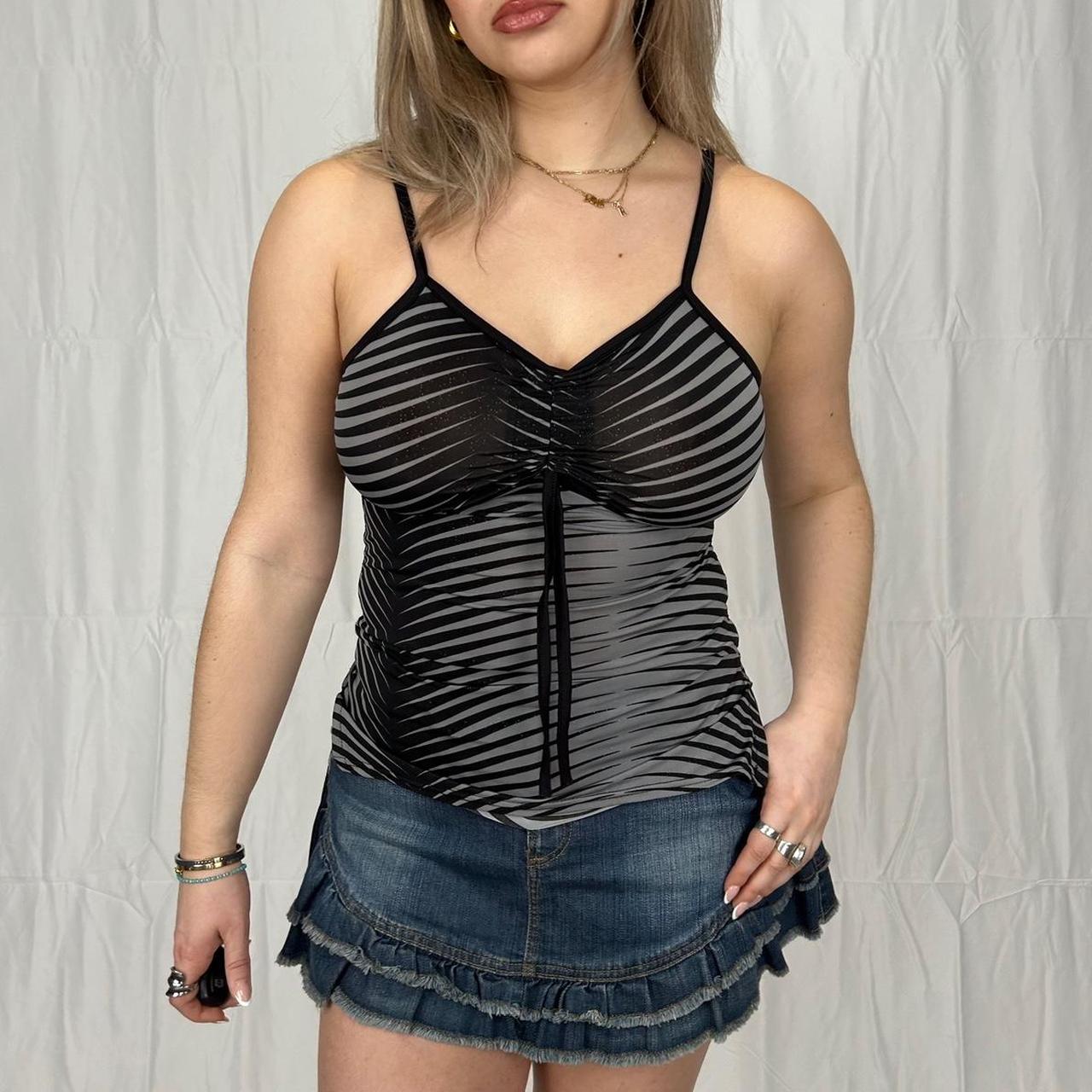 Vintage y2k style striped ruched cami