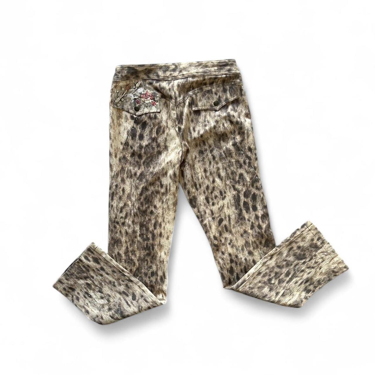 Vintage Y2K style cheetah print straight leg trousers