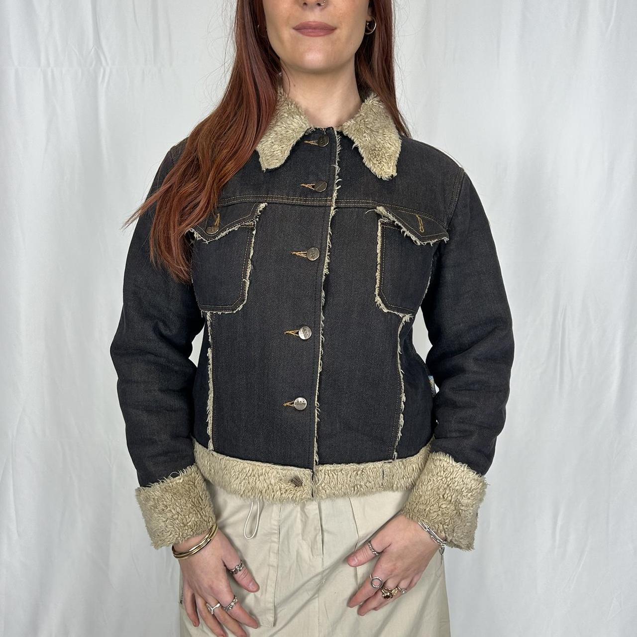 Vintage y2k style denim/sheepskin jacket