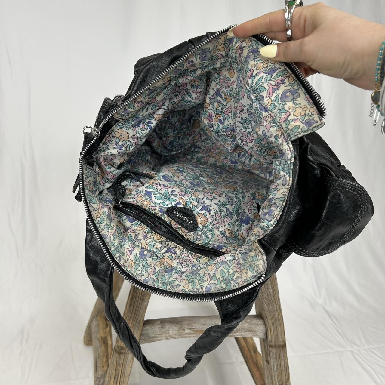 Vintage y2k style black distressed slouchy leather handbag